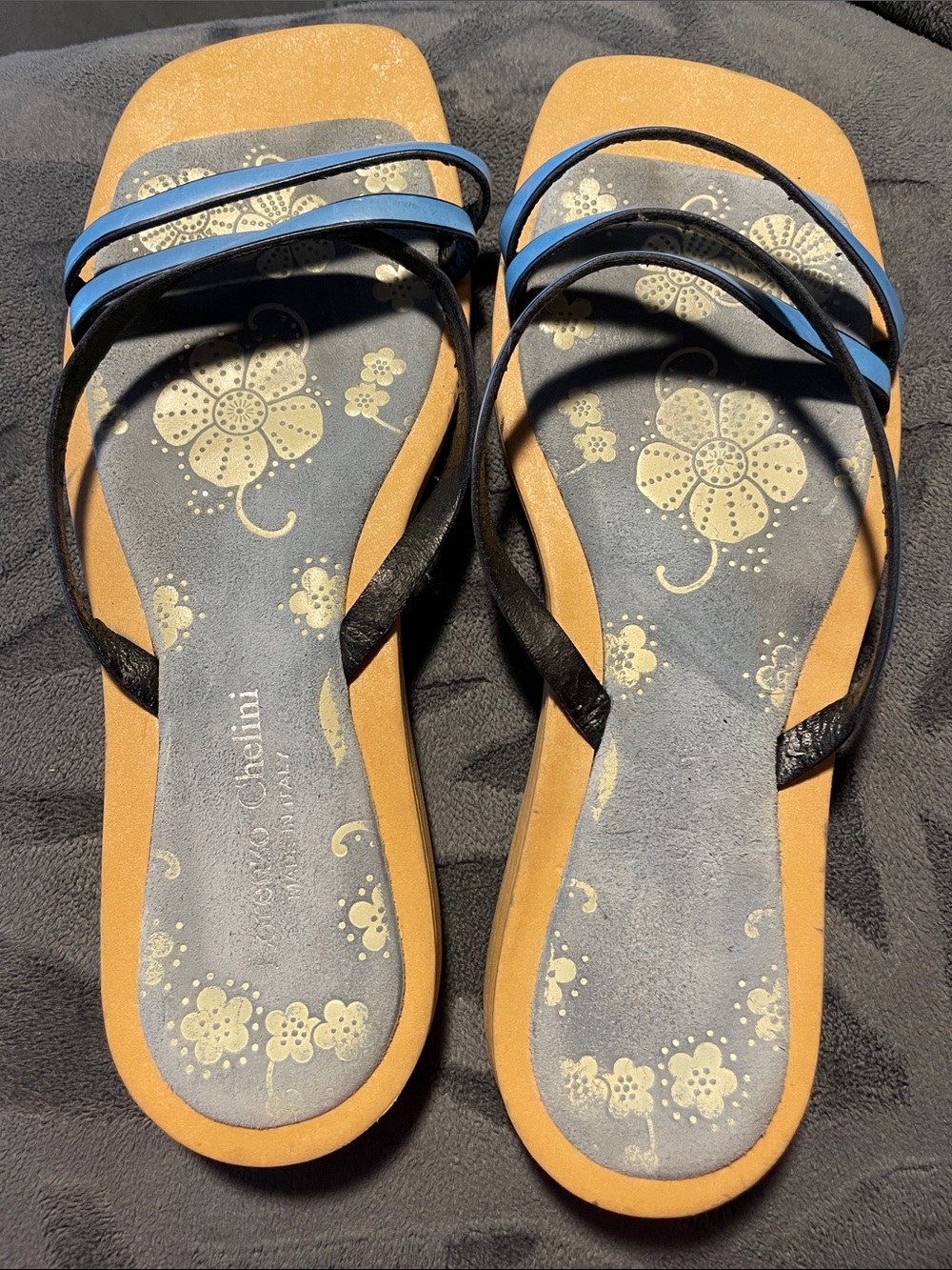 Lorenzo blue strap sandals made in Italy